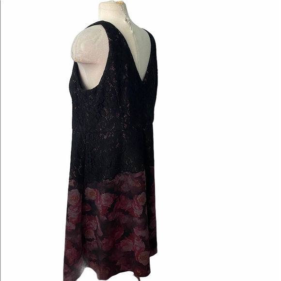 Adrianna Papell v-neck lace dress sleeveless - Picture 3 of 6